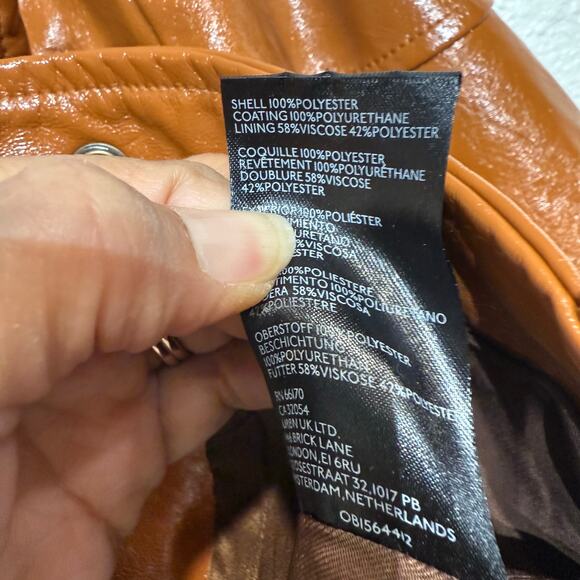 Free People Brown Josie Vegan Leather Moto Jacket Sz M NWT - Picture 6 of 14